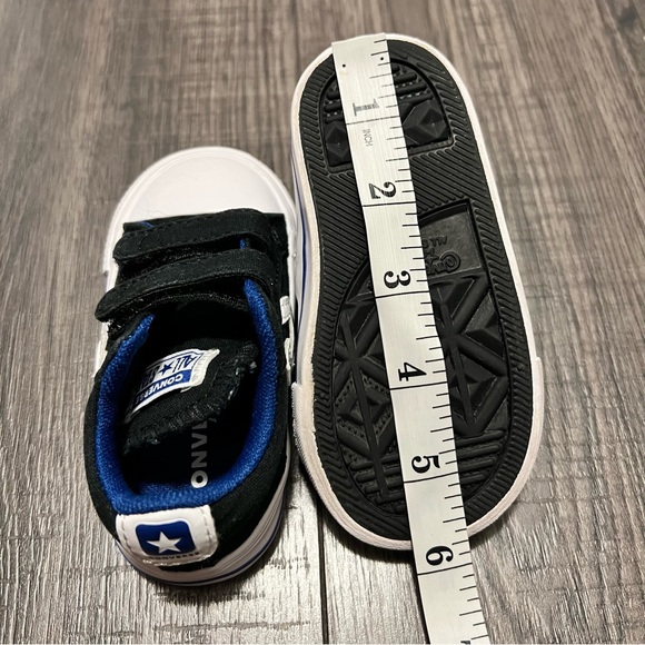 Converse Star Player Infant Double Velcro Black Rush Blue White Shoes - Picture 11 of 12